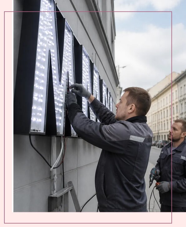 Изготовление и монтаж светодиодных LED вывесок в Пскове